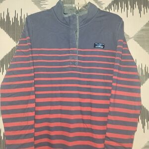 L.L. Bean Men's Casual Button Down Shirt - Blue and Pink Stripes